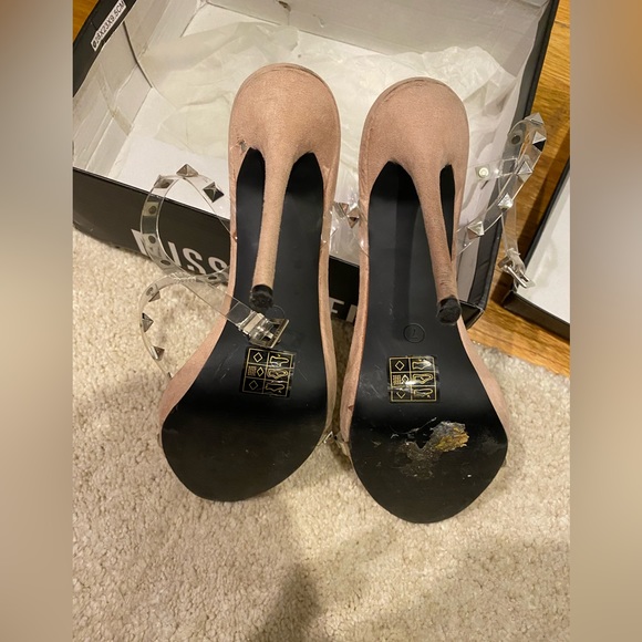 Missguided peace love studded clear pink blush sandals heels - Picture 6 of 6